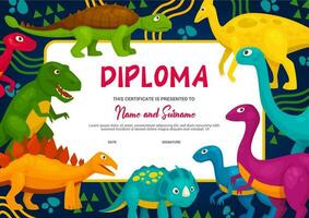 kinderen diploma met dinosaurussen vector sjabloon