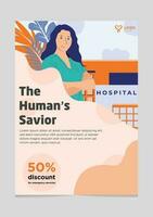menselijk redder verpleegster landen brochure sjabloon vector