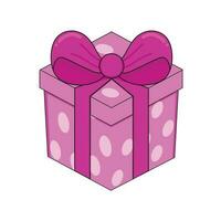 roze geschenk doos donker roze lint vector