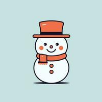 schattig kawaii sneeuwman chibi mascotte vector tekenfilm stijl