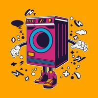 het wassen machine tekenfilm karakter vector illustratie