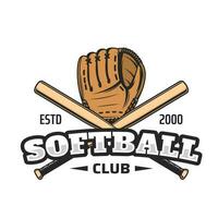 softbal sport club, team retro vector icoon