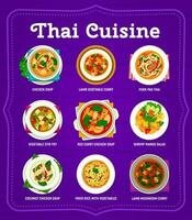 Thais keuken maaltijden menu ontwerp vector sjabloon