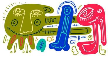 vector kleurrijk abstract tekening kunst illustratie dier en menselijk voor zomer