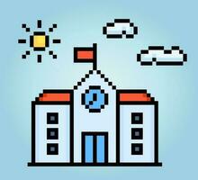 8-bits pixel van school- gebouw icoon in vector illustratie voor spel Bedrijfsmiddel en web pictogrammen