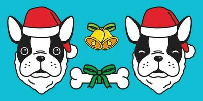hond vector Frans bulldog Kerstmis de kerstman claus icoon logo winter vakantie tekenfilm illustratie