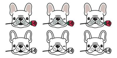 hond vector Frans bulldog icoon logo roos bloem Valentijn tekenfilm karakter illustratie symbool tekening