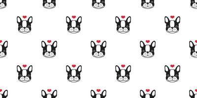 hond naadloos patroon vector Frans bulldog liefde hart Valentijn puppy sjaal geïsoleerd herhaling behang tegel achtergrond