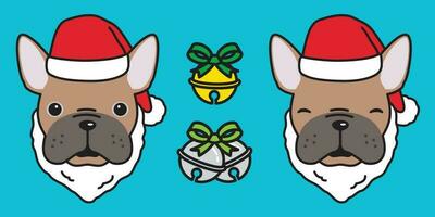hond vector Frans bulldog de kerstman claus icoon logo nieuw jaar illustratie