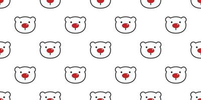 beer naadloos patroon polair beer vector Kerstmis rood neus- panda teddy tekenfilm sjaal geïsoleerd tegel achtergrond herhaling behang illustratie