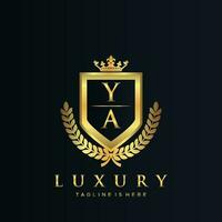 ja brief eerste met Koninklijk luxe logo sjabloon vector