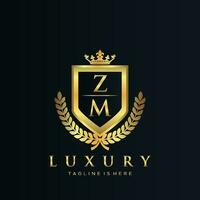 zm brief eerste met Koninklijk luxe logo sjabloon vector