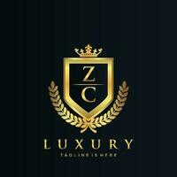 zc brief eerste met Koninklijk luxe logo sjabloon vector