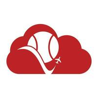 tennis reizen wolk vorm concept vector logo ontwerp sjabloon.