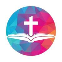 boek kerk hart vorm concept logo ontwerp icoon. Bijbel kerk logo ontwerp vector. kruis en heilig Bijbel logo. vector