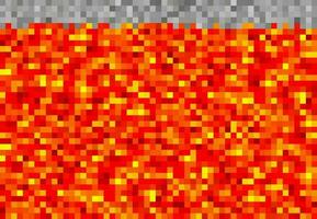 kubiek pixel lava, magma blokken patroon, pixel spel vector