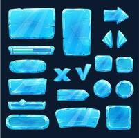 spel Bedrijfsmiddel blauw ijs pictogrammen, schuifregelaars, pijlen of sleutels vector