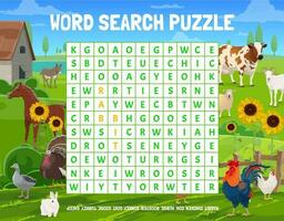 landbouw landbouw woord puzzel spel werkblad vector