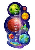 kinderen hoogte tabel of groei meter, heelal planeten vector