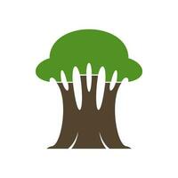 Woud eik boom icoon met silhouet van groen blad vector