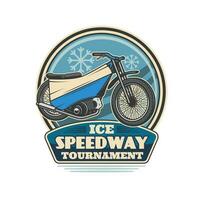 ijs speedway toernooi retro icoon met motor vector