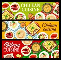 chileens voedsel spandoeken, Chili keuken borden, maaltijden vector