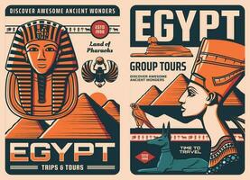 oude Egypte reizen retro poster, Farao piramide vector