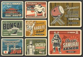 reizen naar Japan retro affiches, Japans cultuur vector