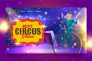 shapito circus landen, tekenfilm fiets acrobaat vector