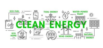 schoon energie concept, lijn eco groen milieu vector
