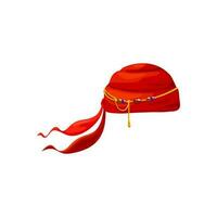 zeerover hoed met veren, piraat rood bandana vector