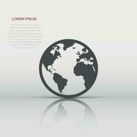 wereldbol wereld kaart vector pictogram. ronde aarde platte vectorillustratie. planeet business concept pictogram op witte achtergrond.