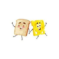 tekenfilm geroosterd brood brood en kaas grappig tekens vector
