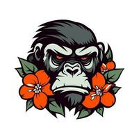 een woest gorilla komt naar leven in deze hand- getrokken logo ontwerp illustratie, perfect voor een sterk en stoutmoedig merk identiteit vector