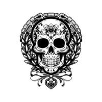 een opvallend Mexicaans schedel embleem logo, perfect voor een stoutmoedig en gespannen merk met een smaak voor de mystiek en de macabre vector