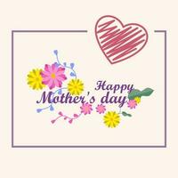 belettering gelukkig moeders dag. hand getekend kaart met bloem en hart. vector illustratie eps 10.