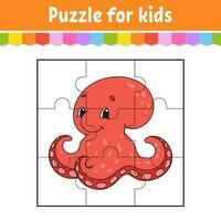 puzzel spel voor kinderen. decoupeerzaag stukken. kleur werkblad. werkzaamheid bladzijde. tekenfilm stijl. vector illustratie.