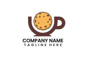 vlak koffie kop koekjes bakkerij logo icoon sjabloon vector
