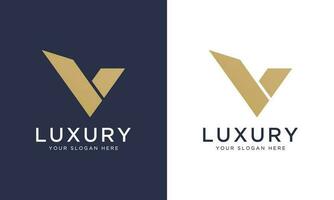 Koninklijk premie brief v logo ontwerp vector sjabloon in goud kleur. mooi logotype ontwerp voor luxe bedrijf branding.