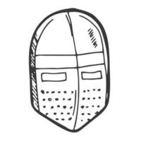 ridder helm tekening schetsen. vector lijn helm. middeleeuws en geschiedenis concept