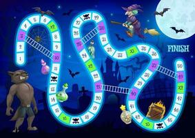 kinderen stap bord spel met halloween tekens vector