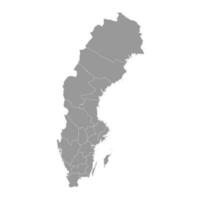 Zweden grijs kaart met provincies. vector illustratie.
