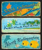 zuiden, oosten- en noorden Kalimantan reizen stickers vector