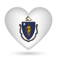 Massachusetts vlag in hart vorm geven aan. vector illustratie.