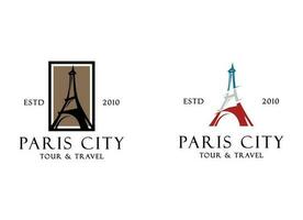 Parijs toerist attractie logo ontwerp. Parijs eiffel toren reizen mijlpaal vector ontwerp. Parijs beroemd plaatsen logotype