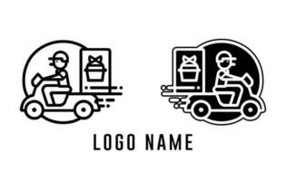 levering icoon schets, levering logo vector, levering vrachtauto vlak vector, levering symbolisch silhouet, voedsel levering icoon vector