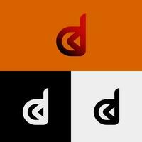 d brief logo, monogram stijl in helling rood - zwart kleuren vector