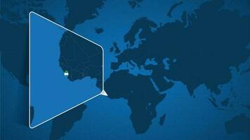 plaats van Sierra Leone Aan de wereld kaart met vergroot kaart van Sierra Leone met vlag. vector