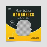 super heerlijk Hamburger sociaal media post vector sjabloon