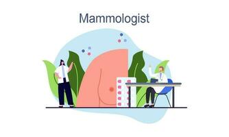 mammoloog concept overleg met dokter over borst ziekte idee van gezondheidszorg en medisch vector